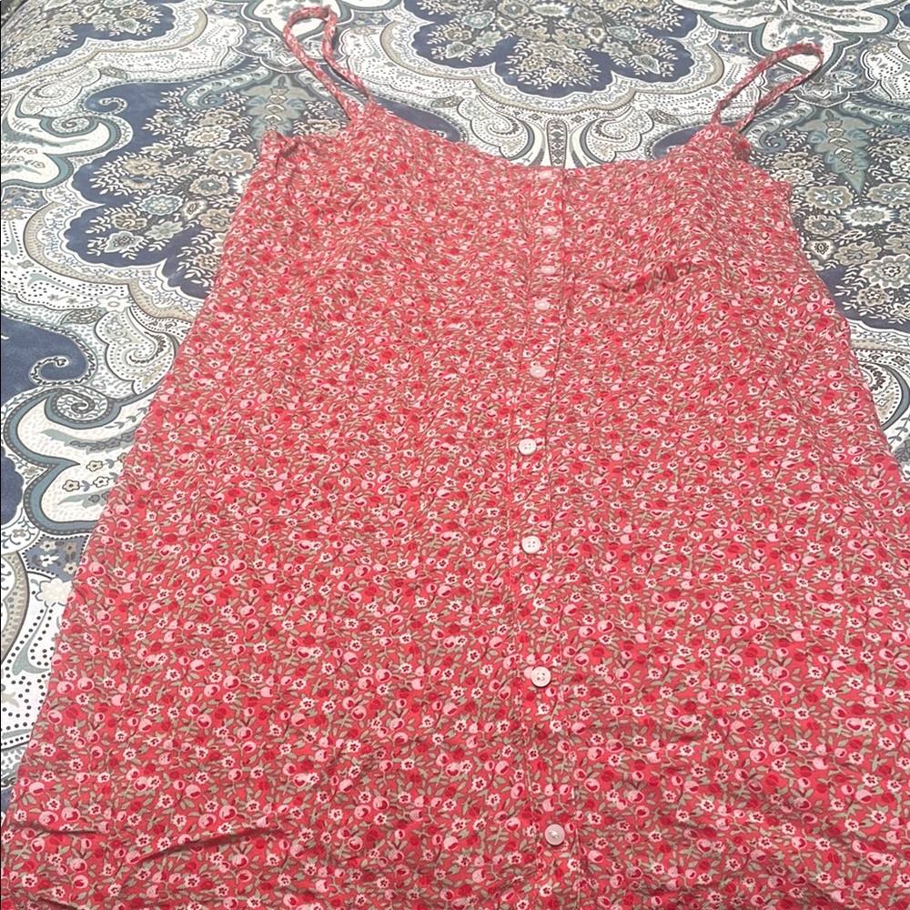 Aerie Pink and White Buttoned Camisole Top